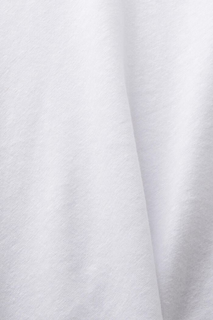 V-ringade T-shirt med bomull-linnemix, WHITE, detail image number 4
