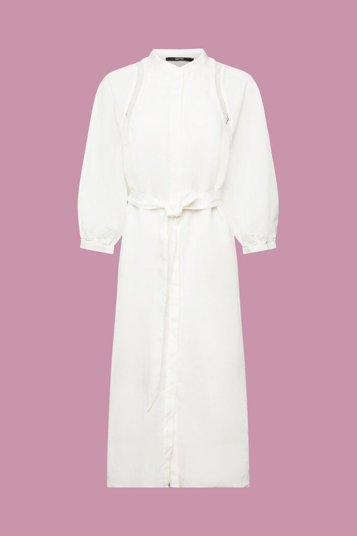 Midiklänning i vävt linne, OFF WHITE, detail image number 7