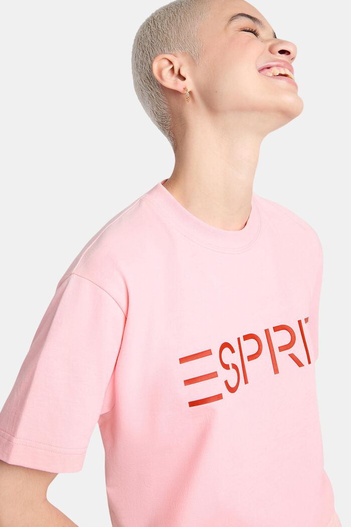 T-shirt i bomullsjersey med logo, unisexmodell, LIGHT PINK, detail image number 5