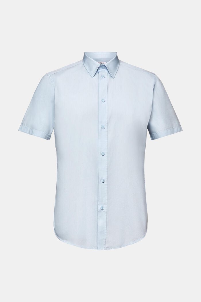 Kortärmad skjorta i bomullspoplin, LIGHT BLUE, detail image number 6