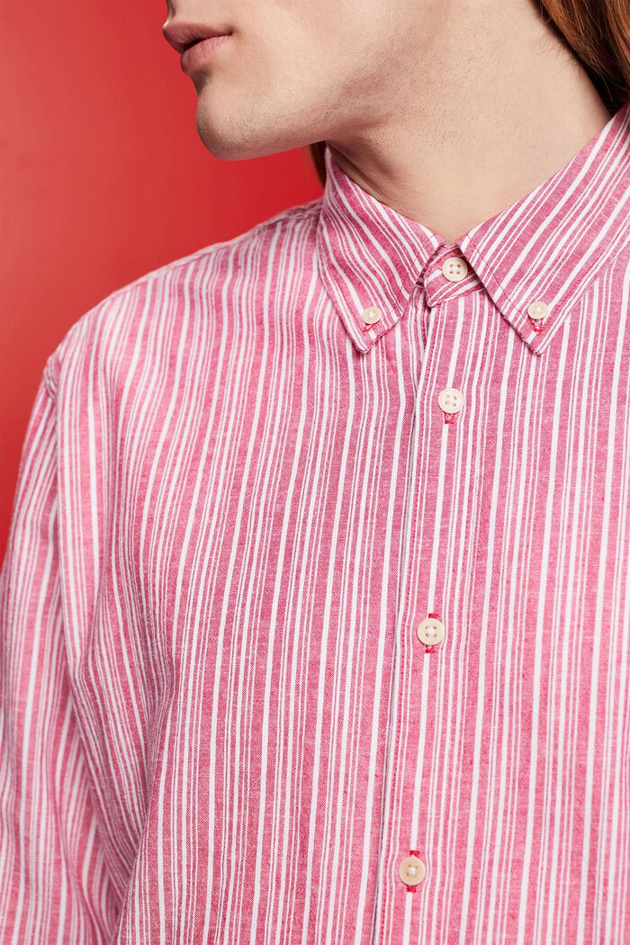 Randig skjorta med linne, DARK PINK, detail image number 2