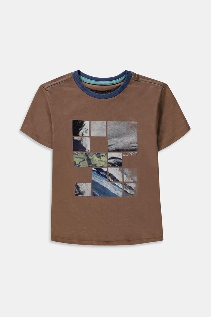 T-shirt med tryck i 100% bomull, TAUPE, overview
