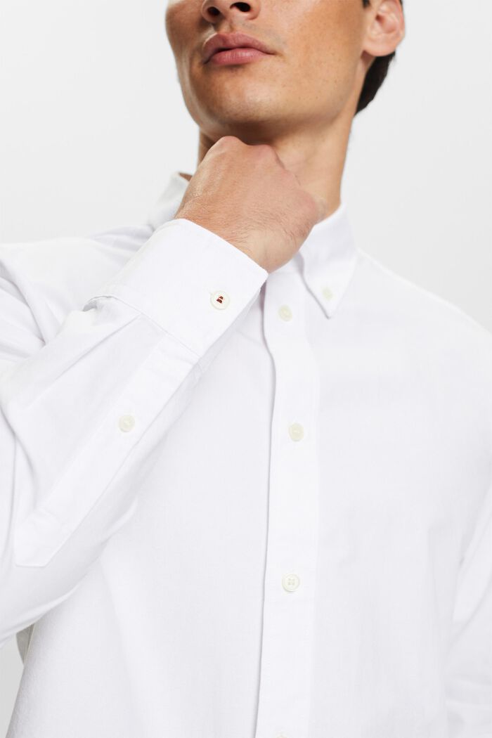 Button down-skjorta i bomullspoplin, WHITE, detail image number 3