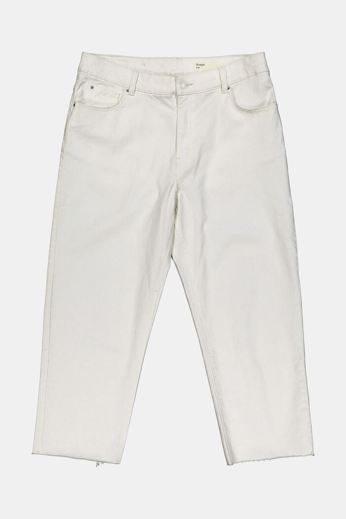 Kortare jeans med hög midja, ekobomull, OFF WHITE, detail image number 6