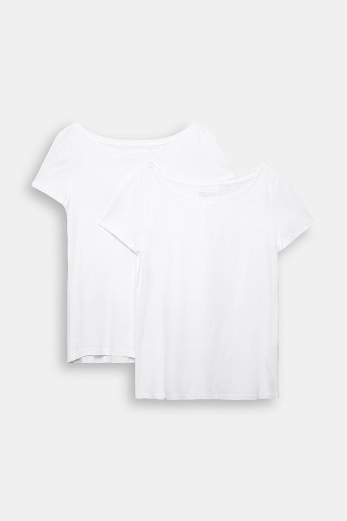 2-pack: Bas-T-shirt, ekobomullsmix, WHITE, overview
