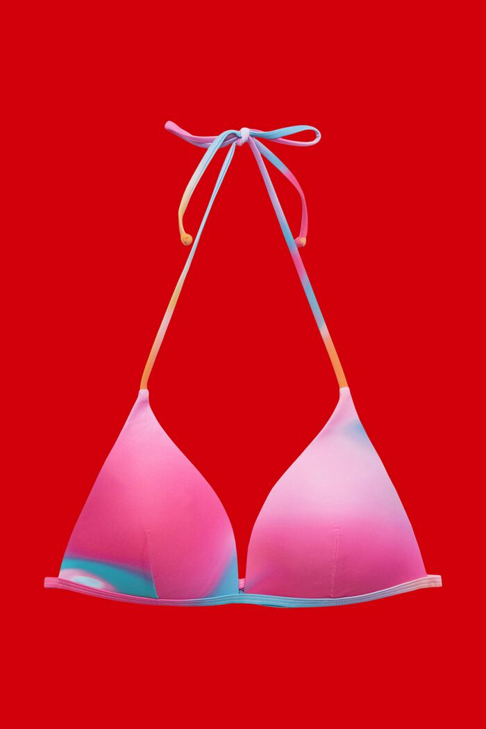 Vadderad trekants-bikiniöverdel i knytbatik, PINK, detail image number 4