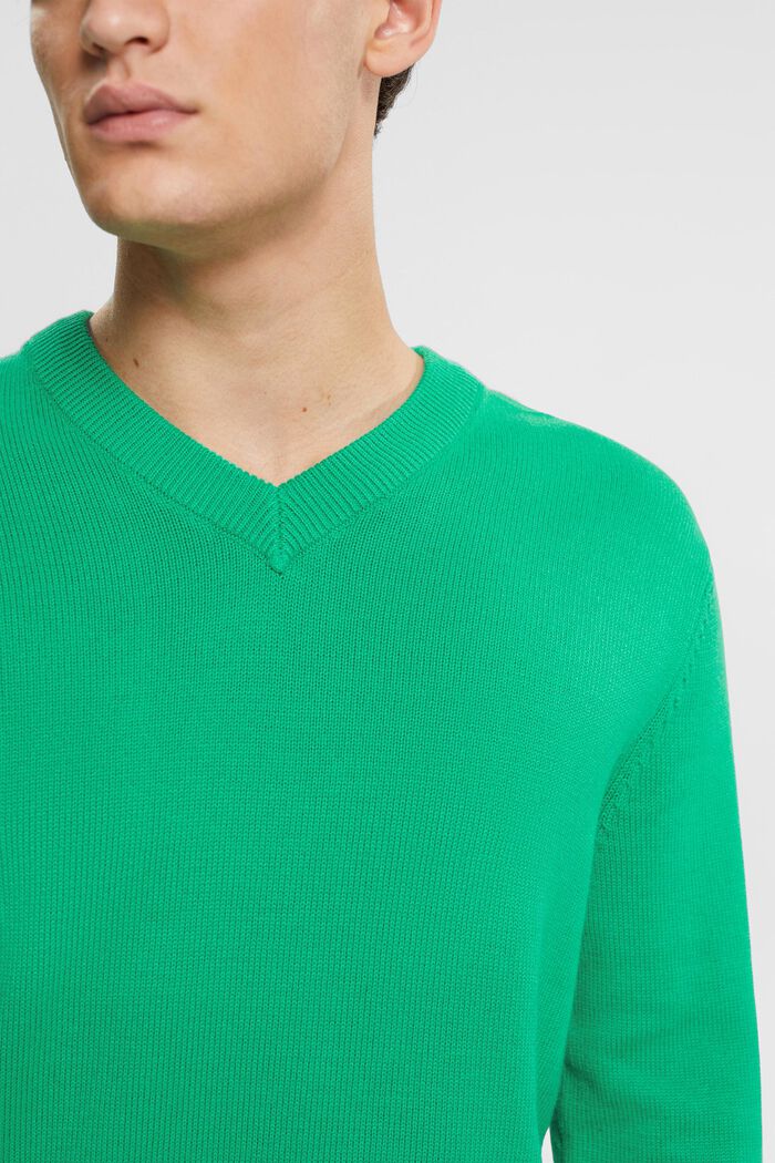 V-ringad, stickad tröja, LIGHT GREEN, detail image number 0
