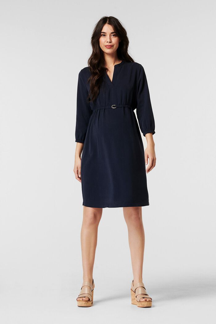 Klänning med resårlinning i 100% lyocell, NIGHT SKY BLUE, detail image number 0