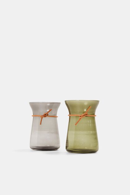Set med 2 vaser, med skinnband, GREEN, overview