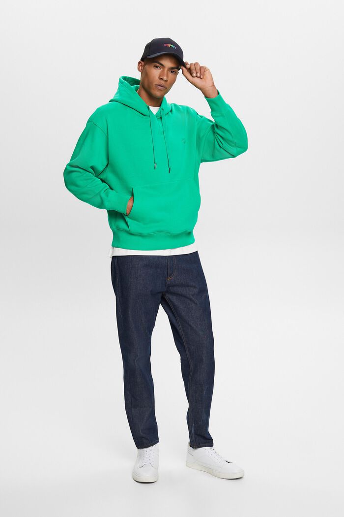 Sweatshirt med huva och logobroderi, GREEN, detail image number 1