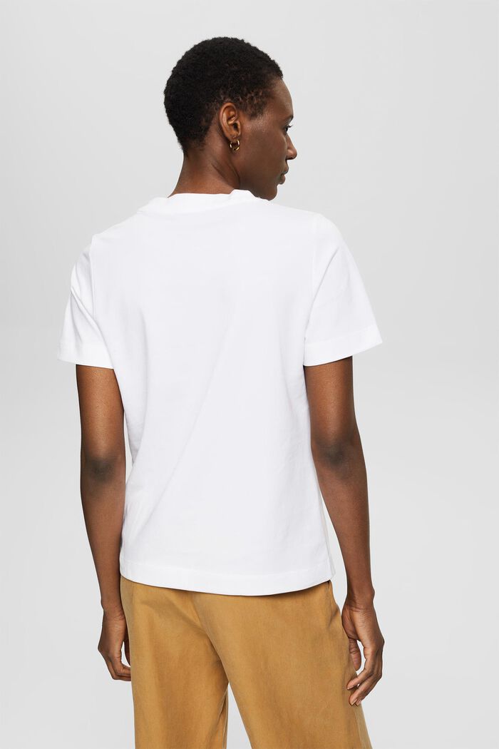 T-shirt med textbroderi, ekobomull, WHITE, detail image number 3