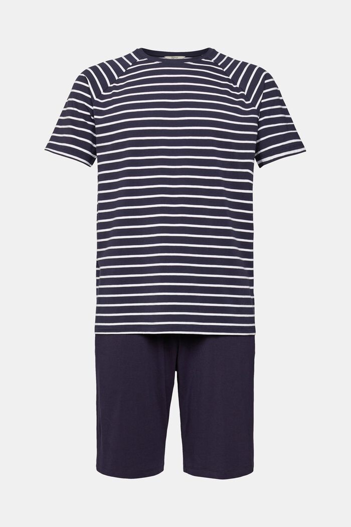 Jerseypyjamas med shorts, NAVY, overview