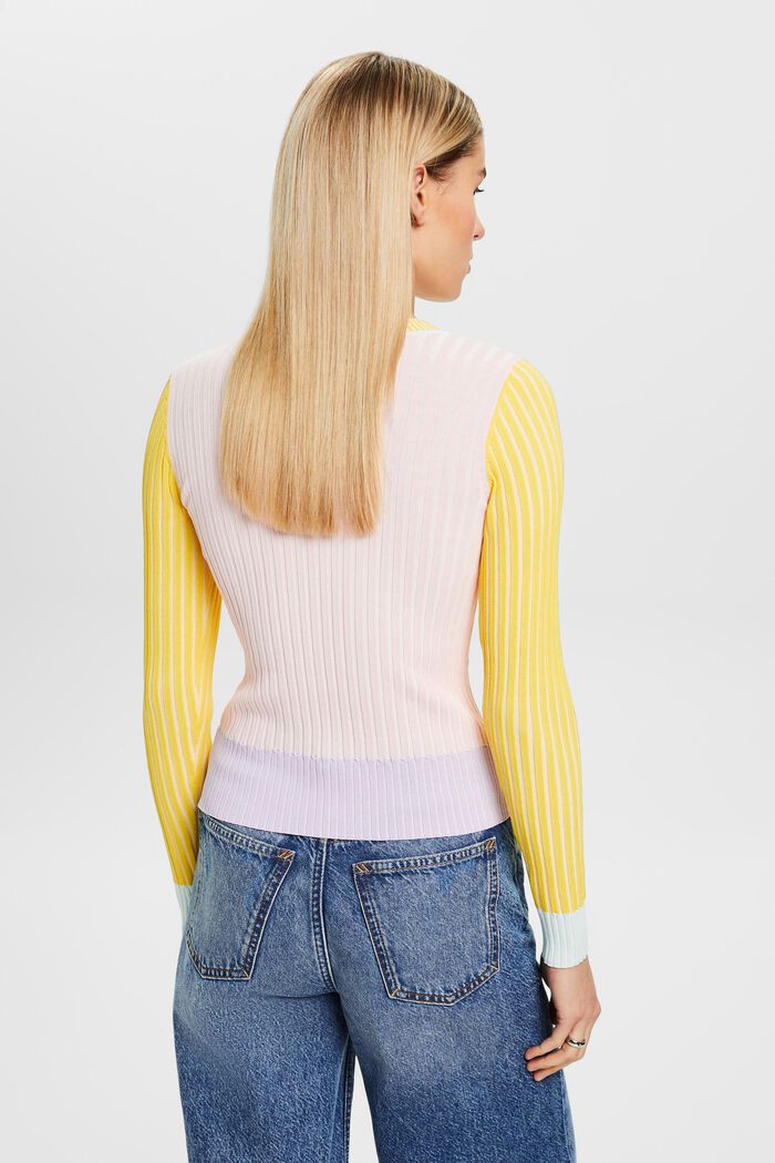 Ribbad tröja med färgblock, PASTEL PINK, detail image number 3