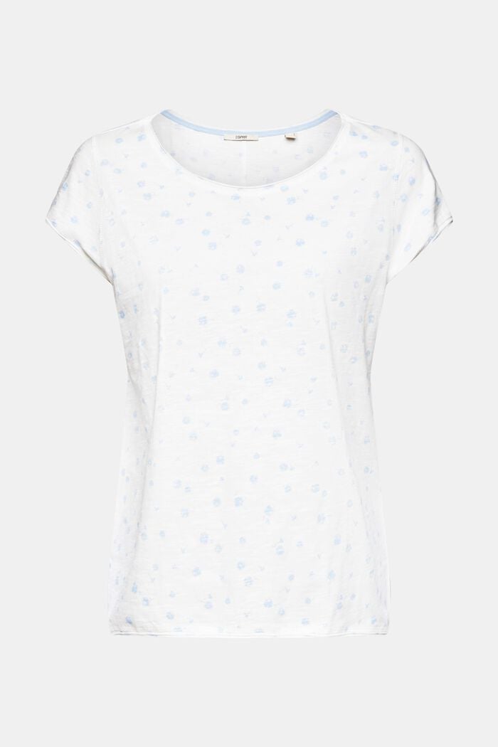 Blommig T-shirt med rullkanter, OFF WHITE, detail image number 7