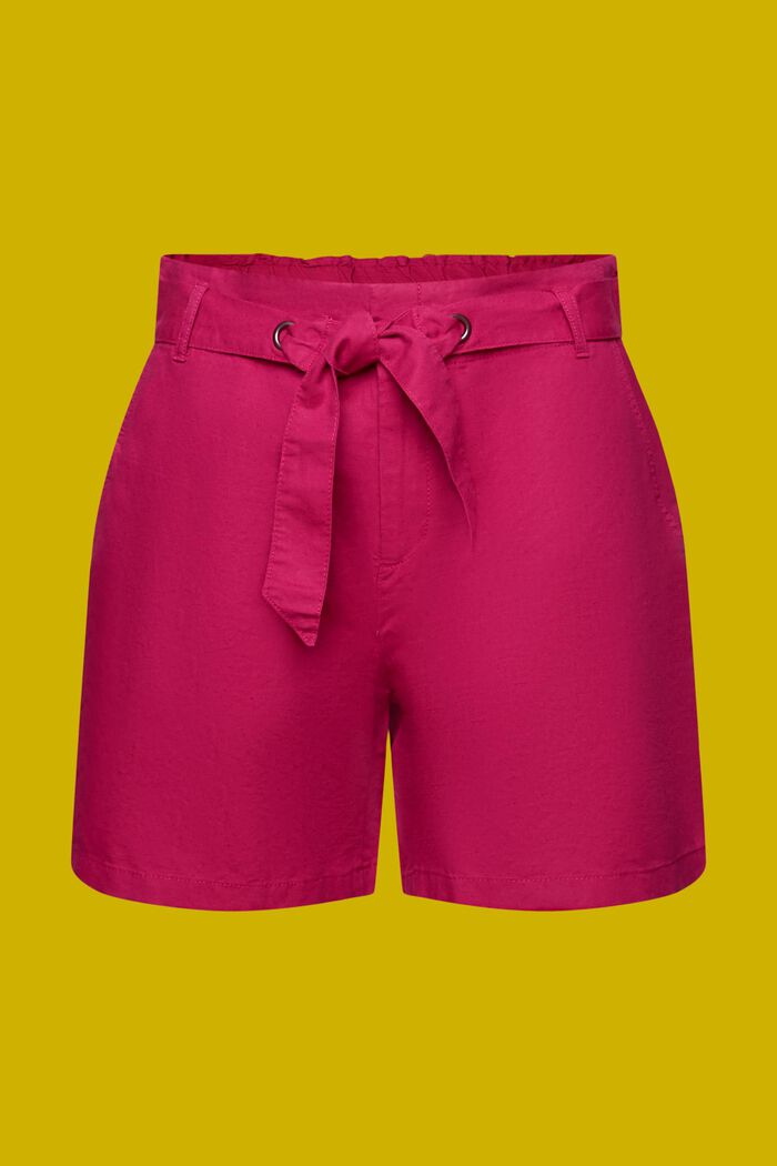 Shorts med knytskärp, bomull-linnemix, DARK PINK, detail image number 6