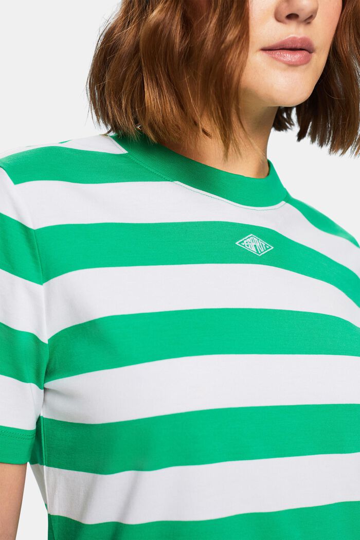 Randig T-shirt i pimabomull med broderad logo, GREEN, detail image number 3