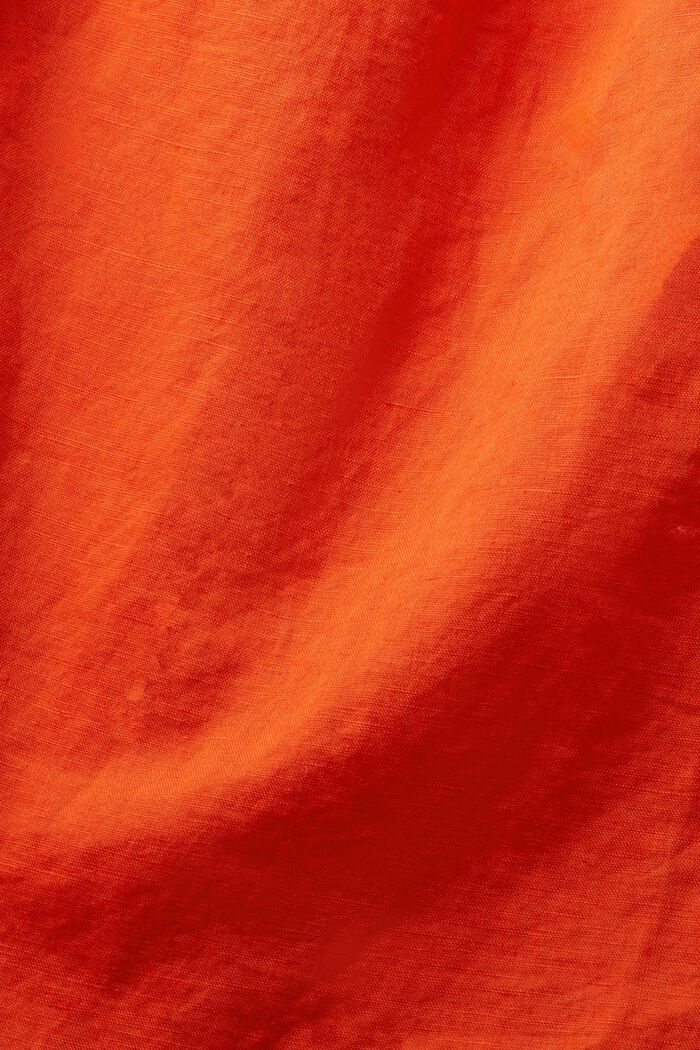 Skjortklänning med skärp i linne-bomullsmix, BRIGHT ORANGE, detail image number 6