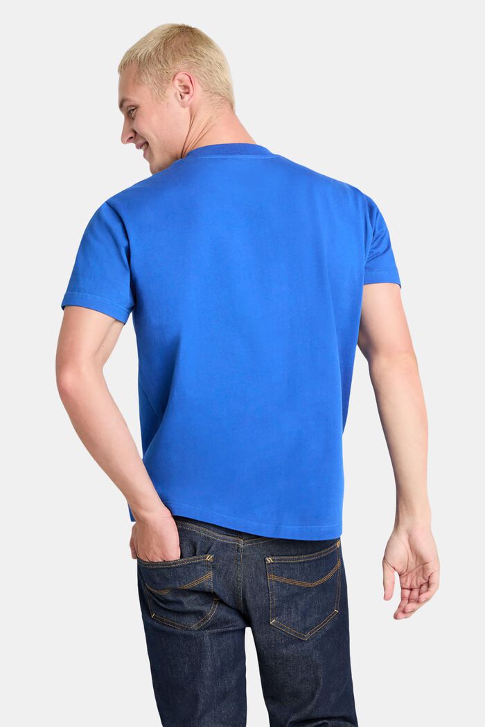 T-shirt i bomullsjersey med logo, unisexmodell, BRIGHT BLUE, detail image number 3