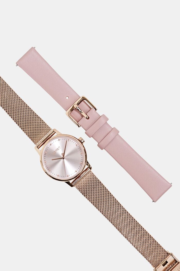 Set med klocka och utbytbara armband, ROSE GOLD, overview