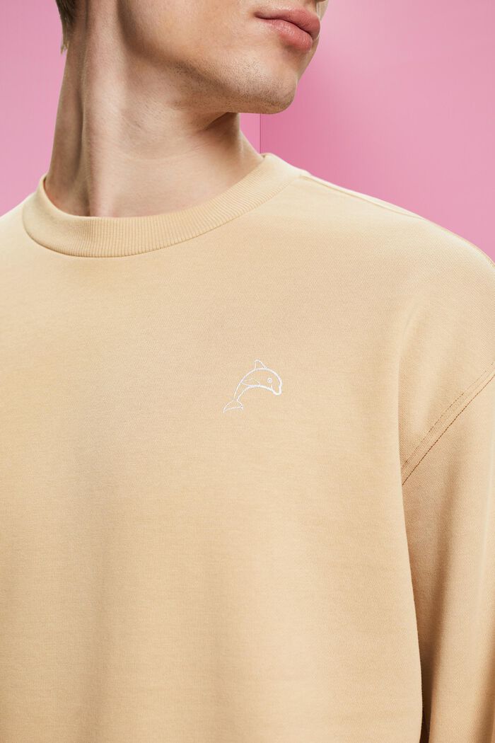 Sweatshirt med litet delfintryck, SAND, detail image number 2