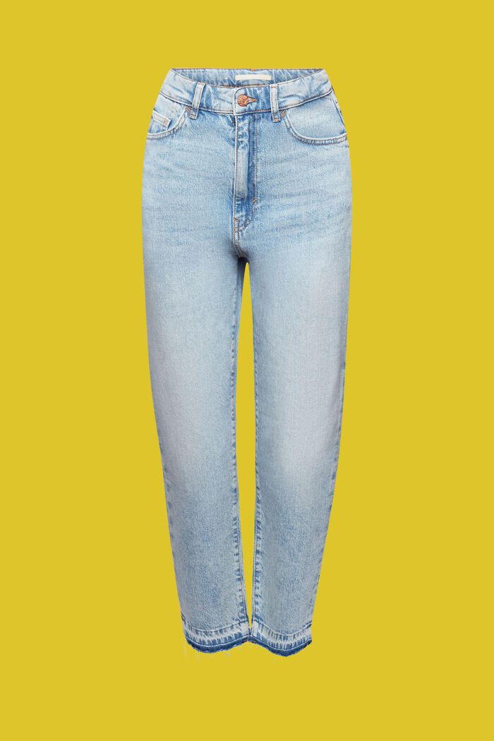 Jeans med hög midja i 90-talsmodell med fransade benslut, BLUE MEDIUM WASHED, detail image number 6