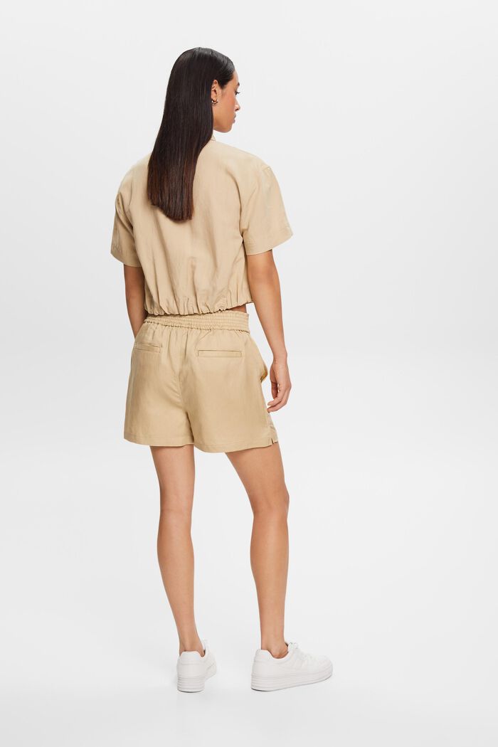 Pull-on shorts, linneblandning, SAND, detail image number 3