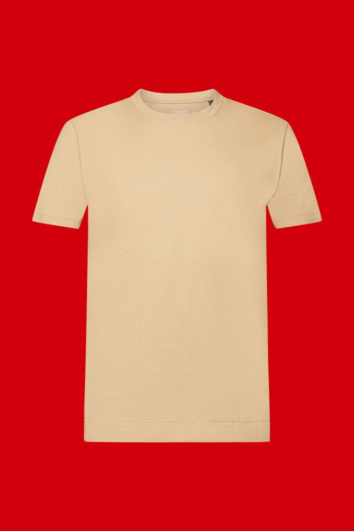 T-shirt i mix av bomull och linne, SAND, detail image number 6