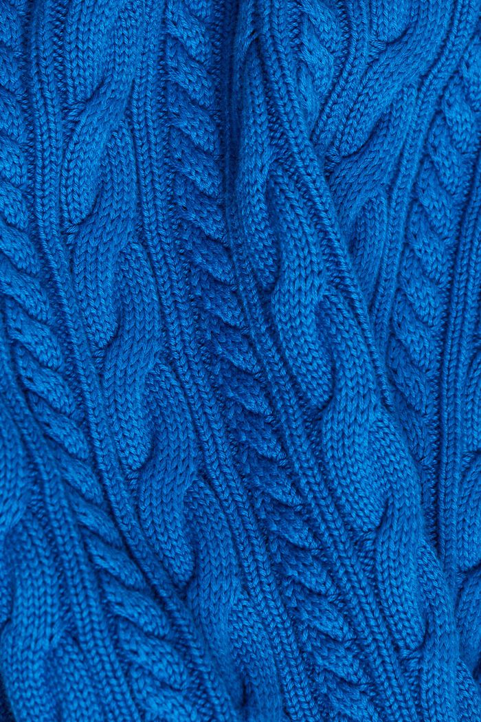 Kabelstickad bomullströja, DARK BLUE, detail image number 5