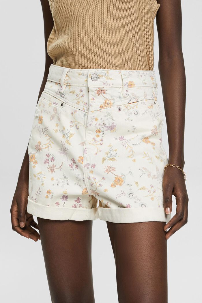 Shorts med blommönster , CREAM BEIGE, detail image number 4