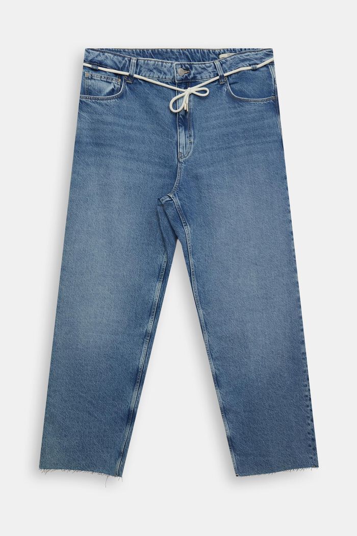 Jeans i dad-modell av hållbar bomullsdenim, BLUE LIGHT WASHED, detail image number 0