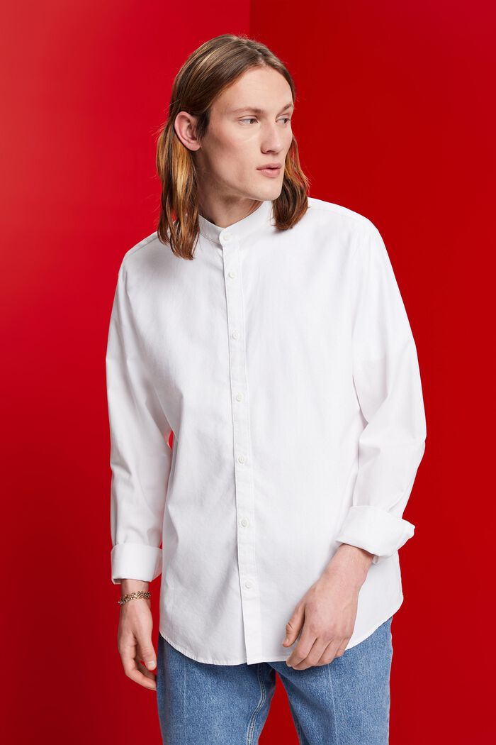 Skjorta med smal passform och ståkrage, WHITE, detail image number 0