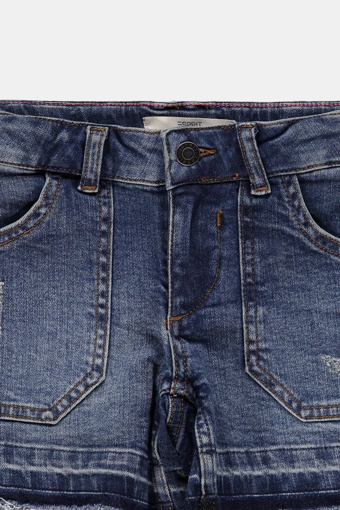 Återvunnet material: Jeansshorts med reglerbar linning, BLUE MEDIUM WASHED, detail image number 2