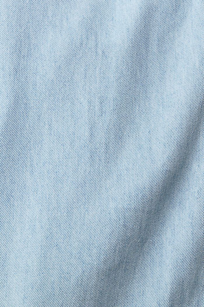 Med linneandel: jeansoverall med knytskärp, BLUE LIGHT WASHED, detail image number 4