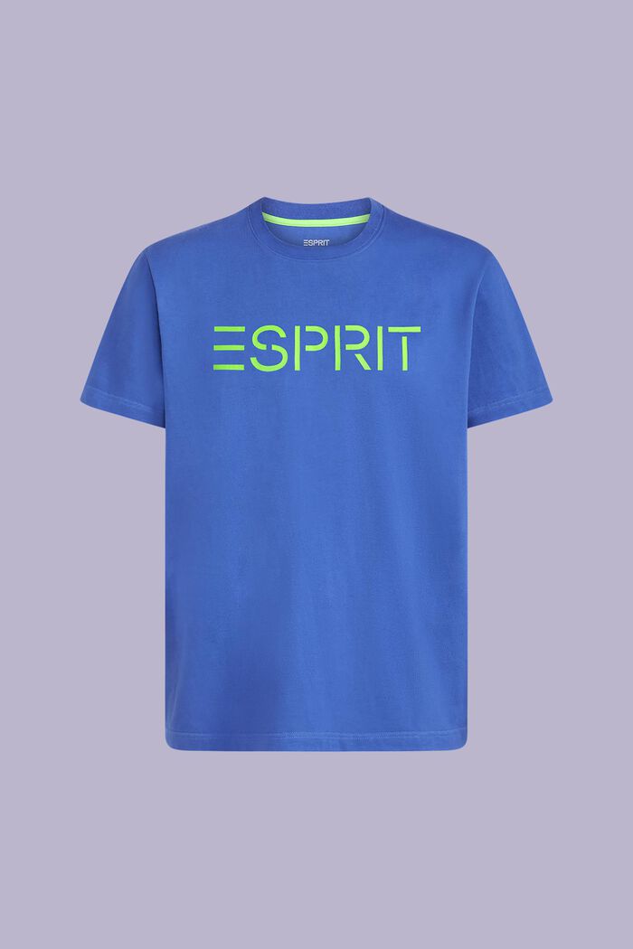 T-shirt i bomullsjersey med logo, unisexmodell, BRIGHT BLUE, detail image number 6