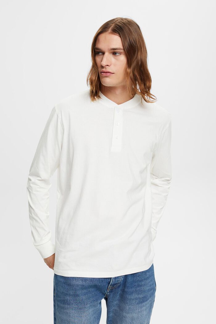 Långärmad tröja med knappar, OFF WHITE, detail image number 0