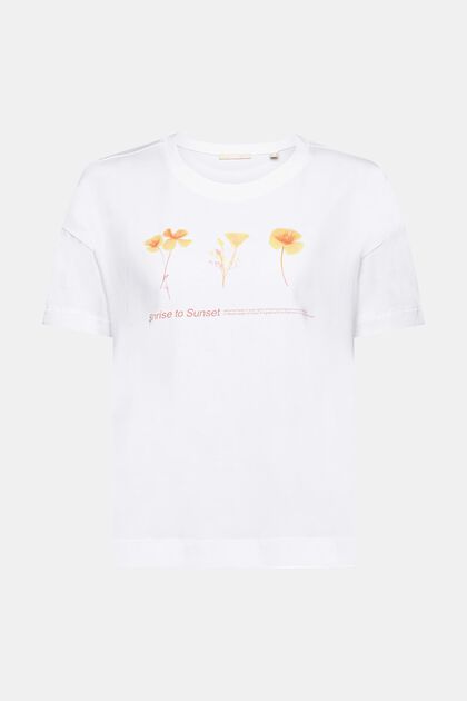 T-shirt med blommigt tryck på bröstet