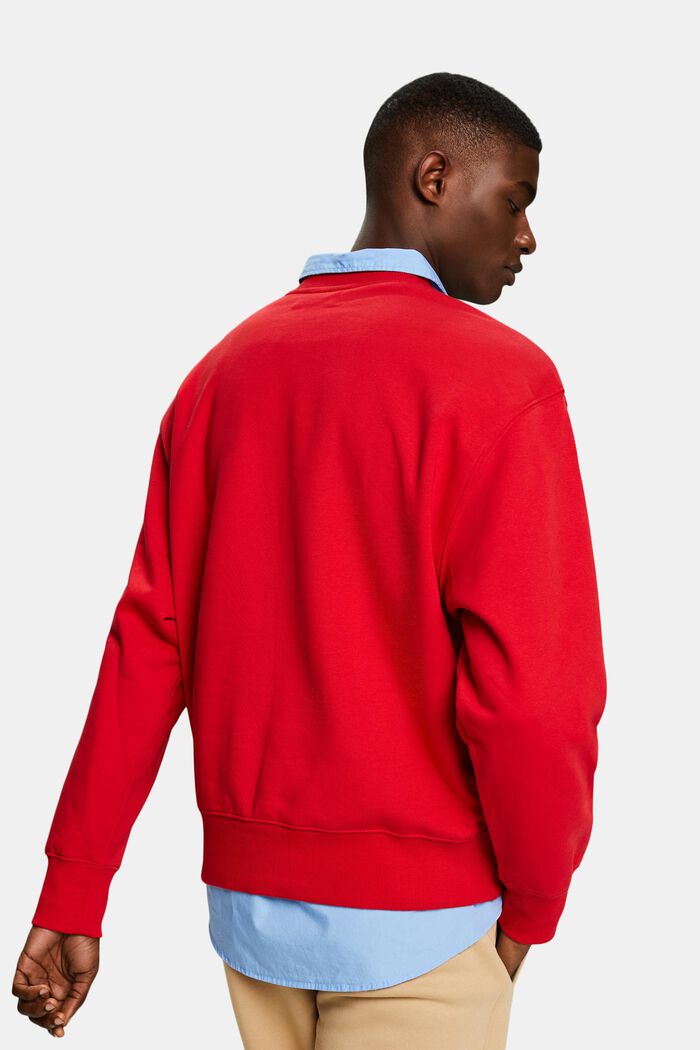 Unisex-sweatshirt i bomullsfleece med logo, RED, detail image number 5