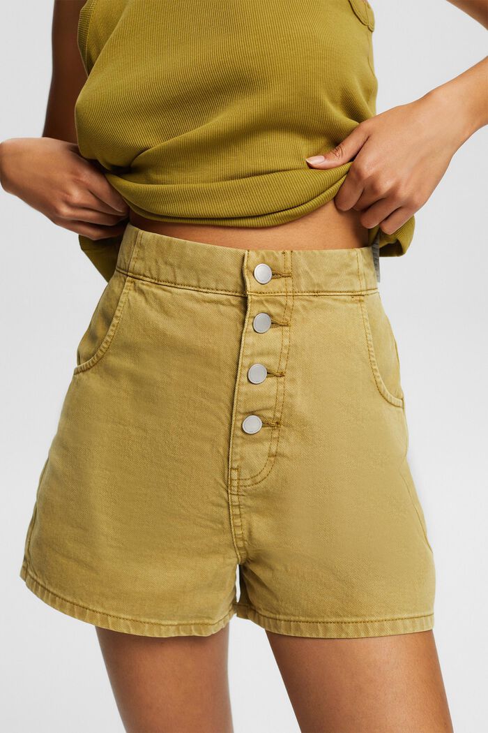 Shorts med knappgylf, OLIVE, detail image number 0