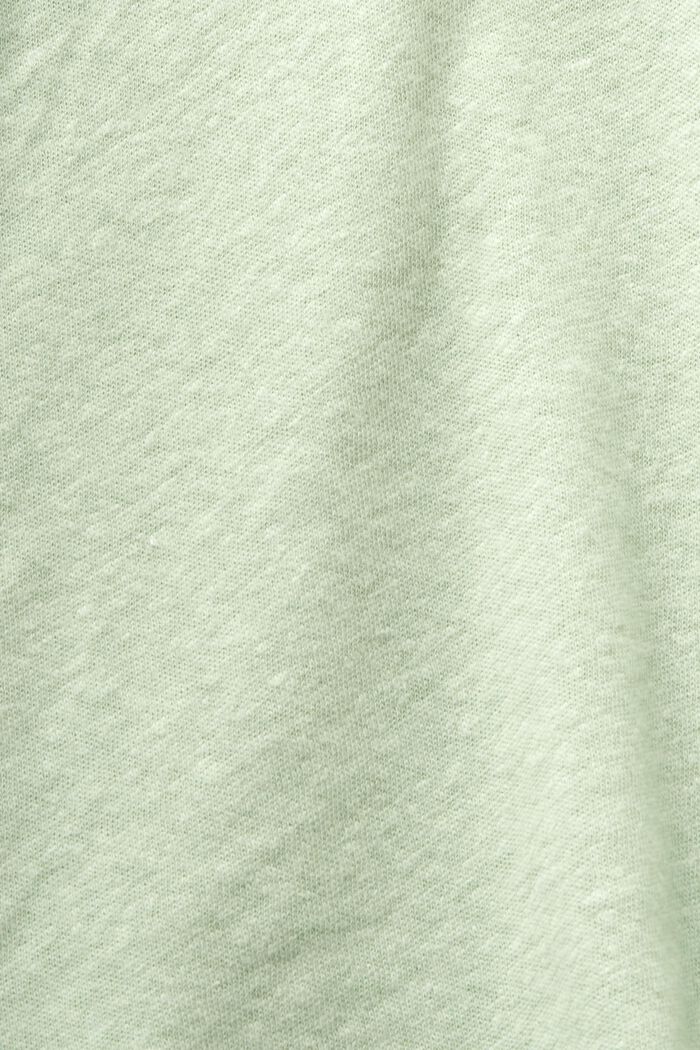 V-ringade T-shirt med bomull-linnemix, LIGHT GREEN, detail image number 4