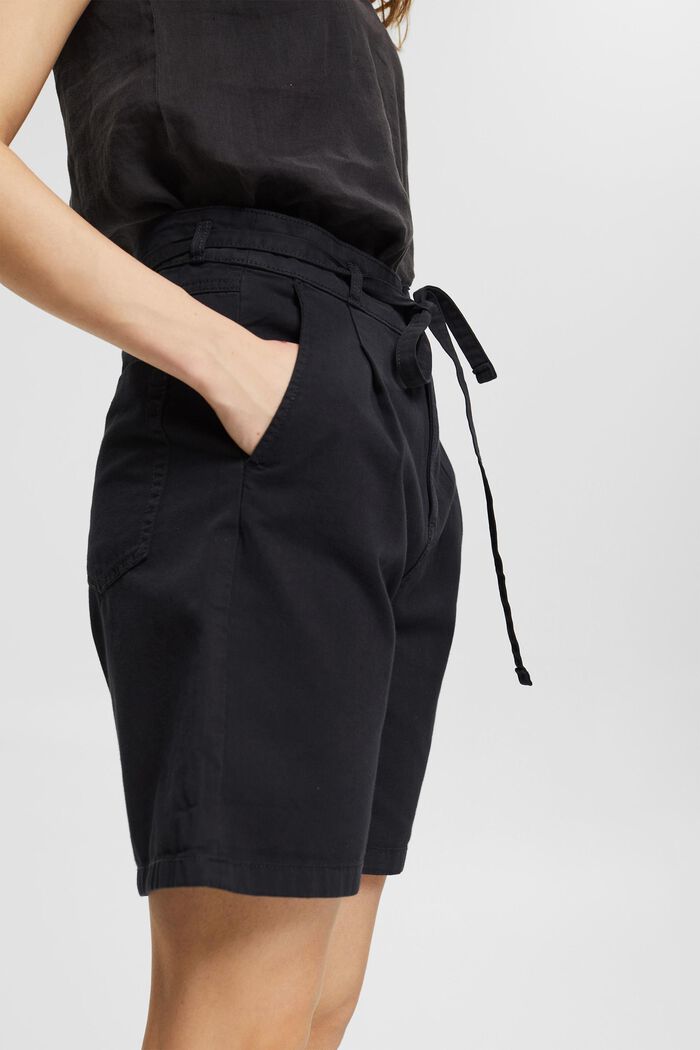 Shorts i 100% pimabomull med hög midja, BLACK, detail image number 0
