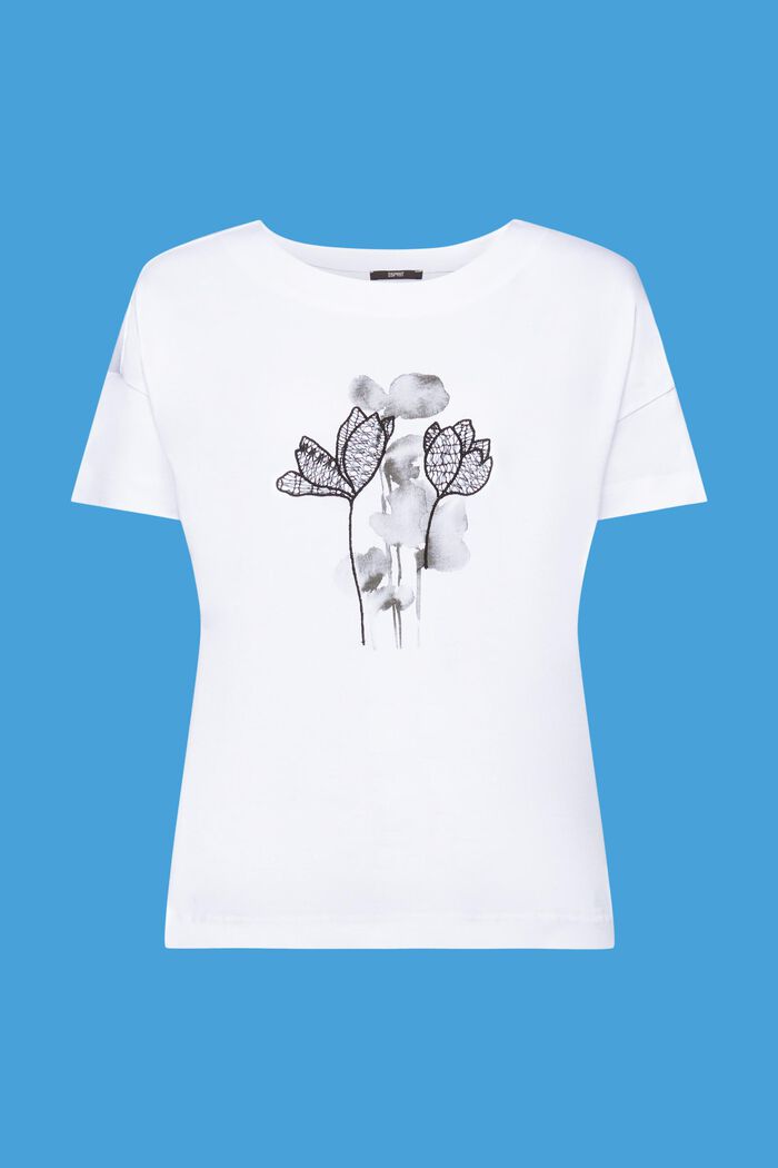 Broderad T-shirt, TENCEL™, WHITE, detail image number 6