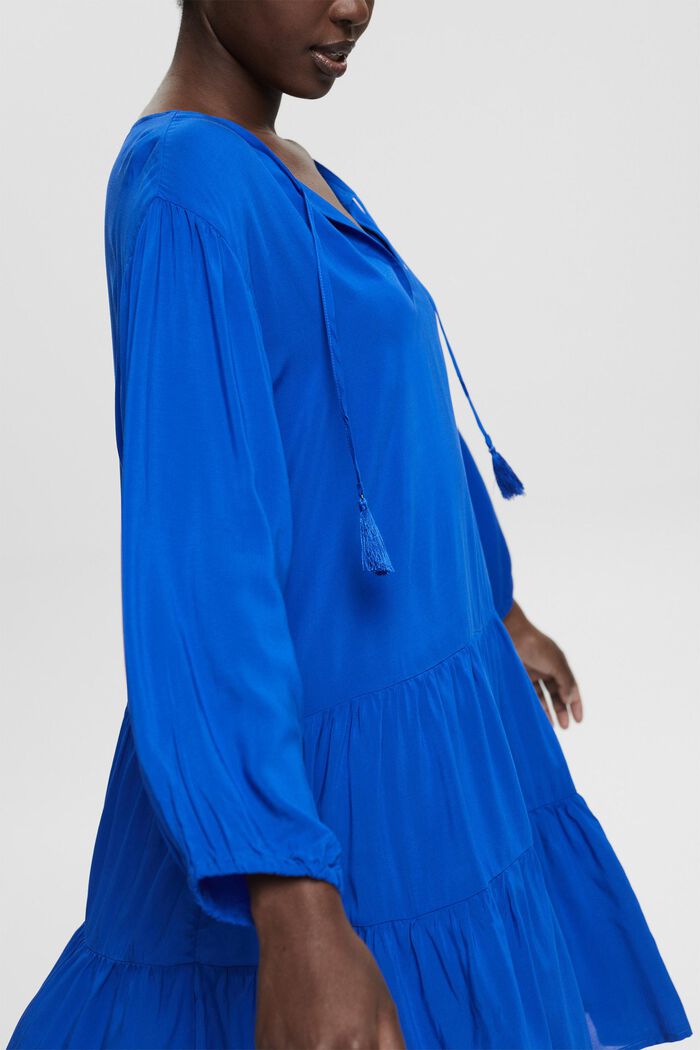 Klänning med tofsar, LENZING™ ECOVERO™, BRIGHT BLUE, detail image number 3