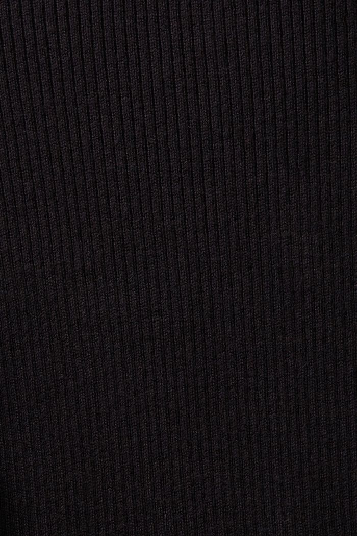 Ribbstickad tröja med halvpolokrage, BLACK, detail image number 5
