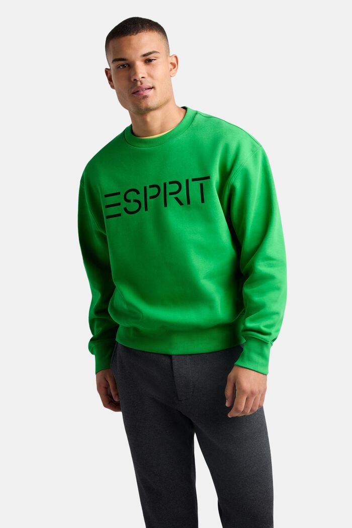 Unisex-sweatshirt i bomullsfleece med logo, GREEN, detail image number 0