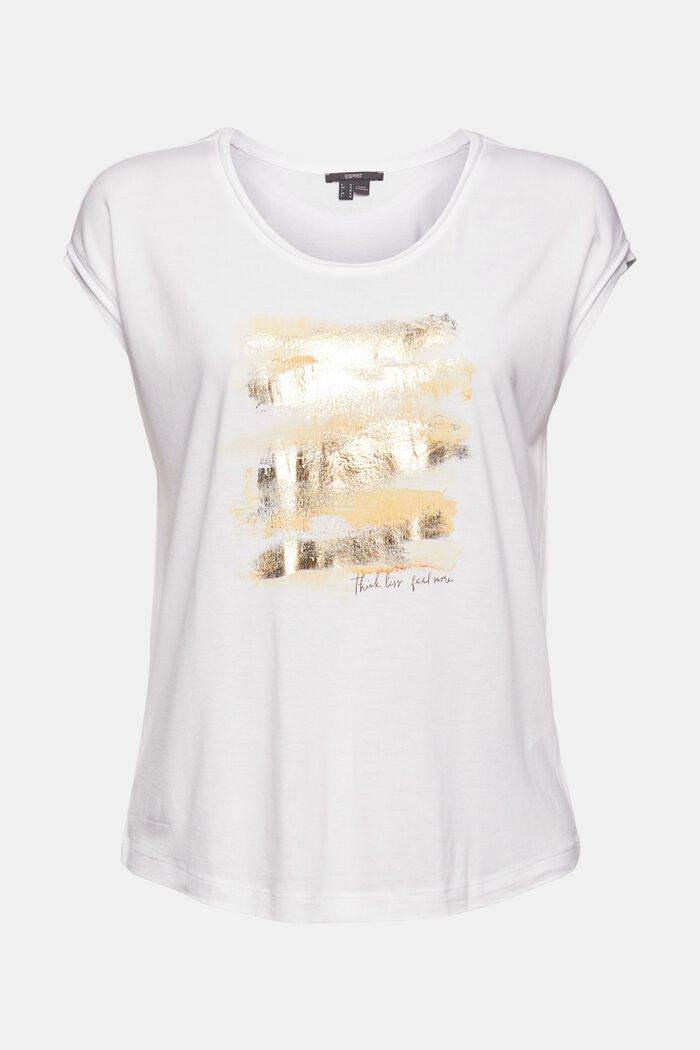 T-shirt med glittertryck, LENZING™ ECOVERO™, WHITE, overview