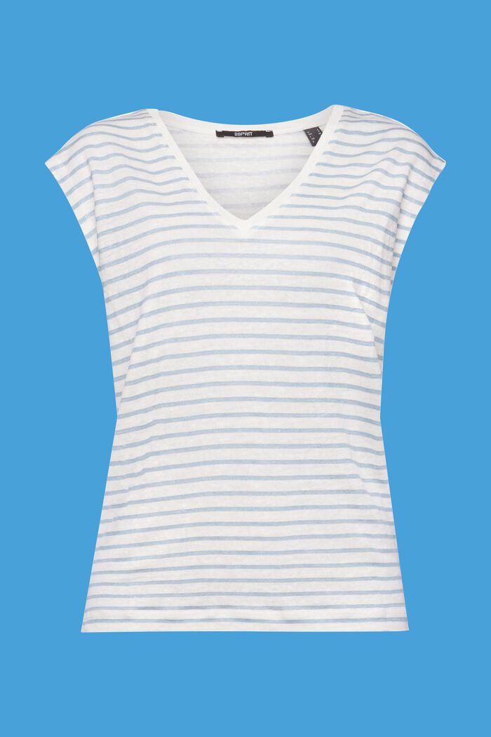 Randig T-shirt, 100% linne, LIGHT BLUE LAVENDER, detail image number 7
