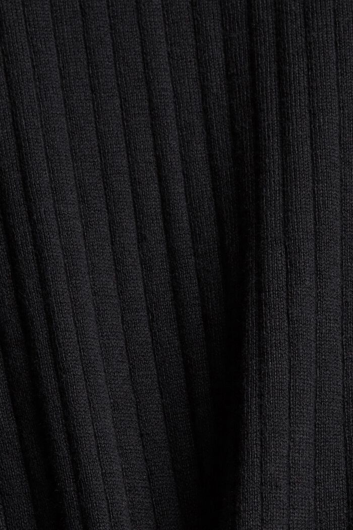 Kortärmad ribbad tröja, BLACK, detail image number 1