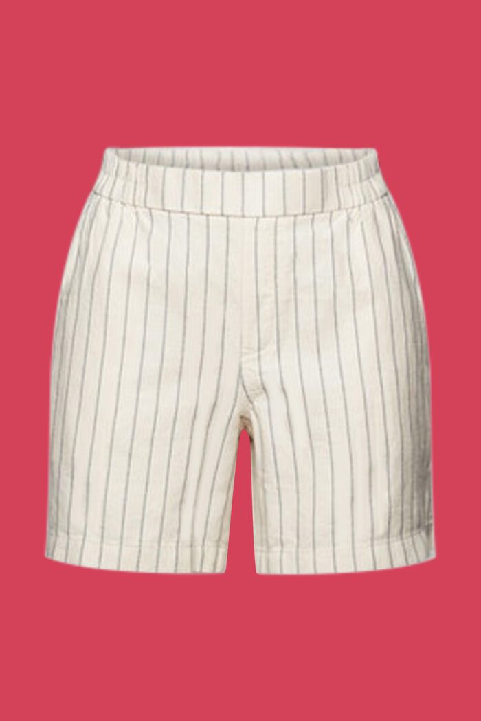 Randiga shorts i linne-bomullsmix, ICE, detail image number 5