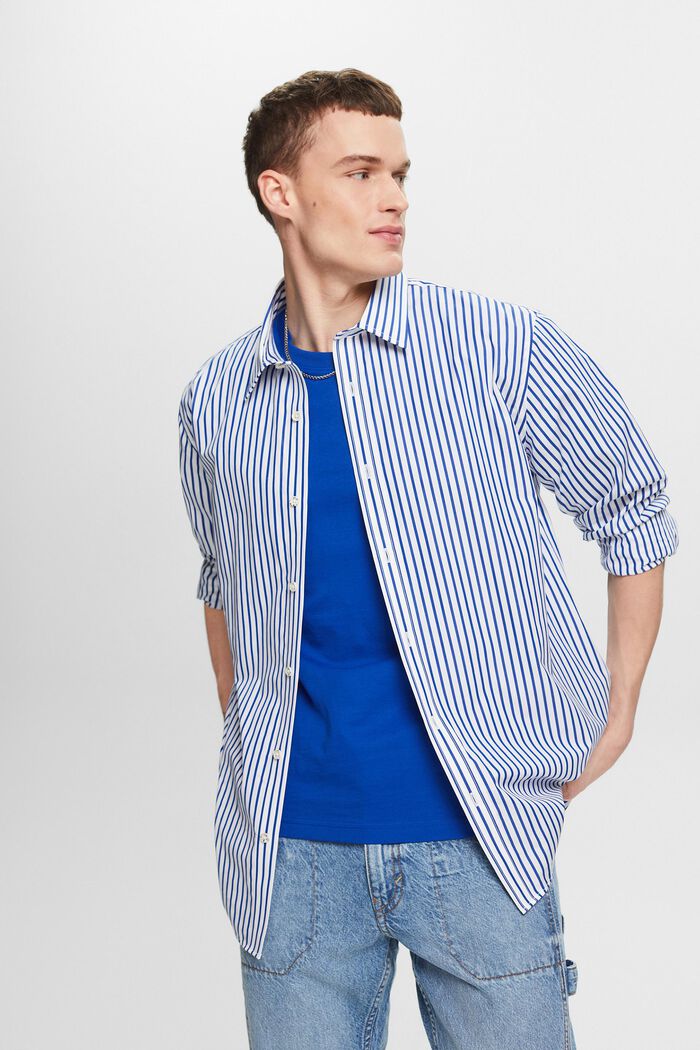 Randig skjorta i poplin, BRIGHT BLUE, detail image number 4