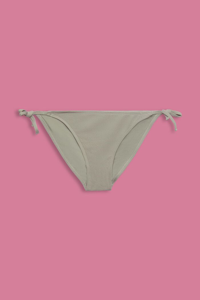 Texturerad bikiniunderdel med knytning i sidorna, KHAKI GREEN, detail image number 4